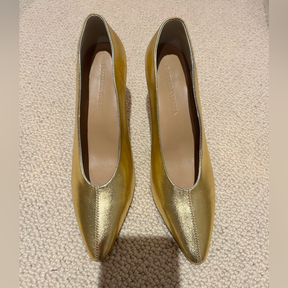 Bottega Veneta Gold Women's Shoes Heels